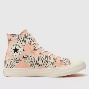 Converse All Star Hi Trainers In White & Pink