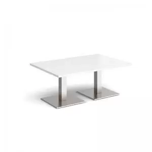 Brescia rectangular coffee table with flat square brushed steel bases