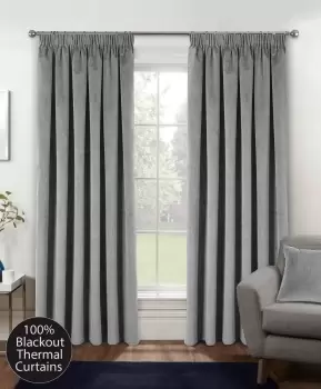 Velvet, Supersoft, 100% Blackout, Thermal Pair of Curtains with Tape Top