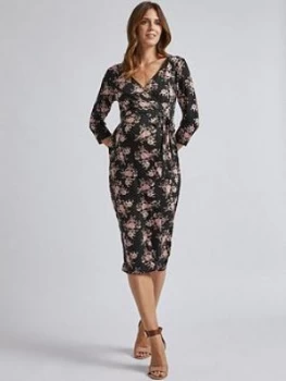 Dorothy Perkins Maternity Split Front Ruched Wrap Dress - Multi