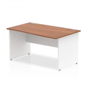 Trexus Desk Wave Right Hand Panel End 1400x800mm Walnut Top White