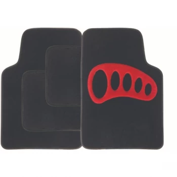 Streetwize Carpet Mat Set 4 Piece Black with Red Heel Pad