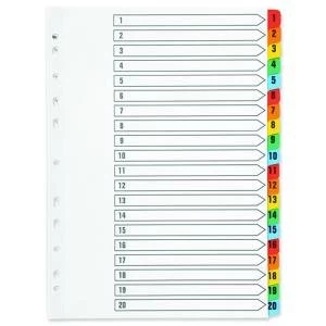 Q-Connect 1-20 Index Multi-punched Reinforced Board Multi-Colour