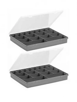 Wham Organiser Boxes With 18 Divisions ; Set Of 2