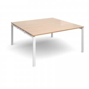 Adapt II square Boardroom Table 1600mm x 1600mm - White Frame Beech t