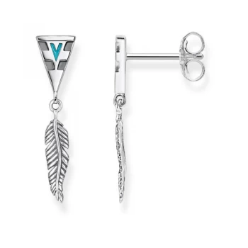 Ladies Thomas Sabo Sterling Silver Glam & Soul Feather Drop Earrings