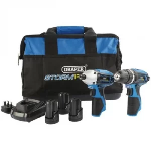 Draper Storm Force&amp;#174; 10.8V Power Interchange Drill and Driver Twin Kit (+3 x 1.5Ah Batteries, Charger and Bag)