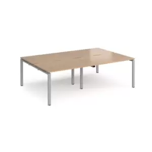 Dams Adapt double back to back desks 2400mm x 1600mm - silver frame, beech top