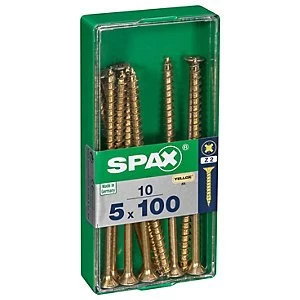 Spax PZ Countersunk Zinc Yellow Screws - 5 x 100mm Pack of 10