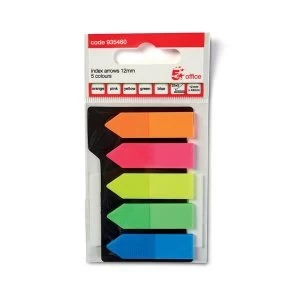 5 Star Office Index Arrow 5 Bright Colours 12.5x50mm 5 Packs of 125 Flags 5 Packs