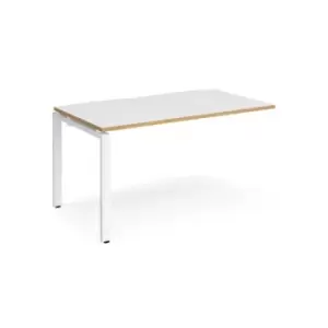 Bench Desk Add On Rectangular Desk 1400mm White/Oak Tops With White Frames 800mm Depth Adapt