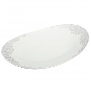 Denby Monsoon Filigree Silver Large Oval Platter