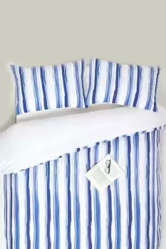 Blue Stripe Digitally Printed Cotton Duvet Cover Set