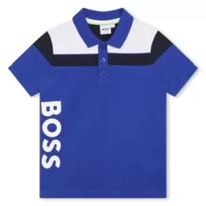 Boss Large Logo Polo Shirt Juniors - Blue