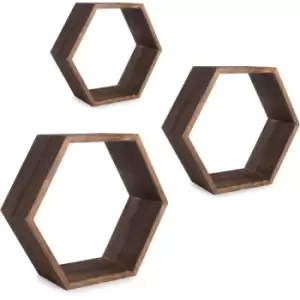 Hexagon Floating Shelves - Set of 3 Wood M&W - Wood