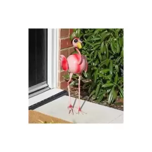 Metal Garden Ornaments Hand Painted Outdoor Indoor Flamingo - Large