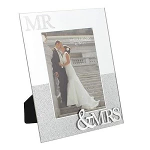 5" x 7" - Mirror Glass & Glitter Photo Frame - Mr & Mrs