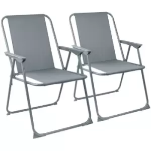 Folding Metal Beach Chairs - Grey - Pack of 2 - Harbour Housewares