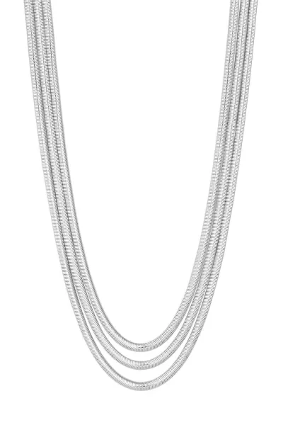 Recycled Sterling Silver Plated Multi Row Snake Chain Necklace - Gift Pouch