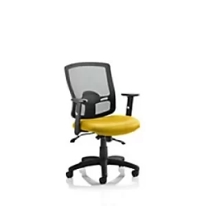 Dynamic Basic Tilt Task Operator Chair Height Adjustable Arms Portland II Black Back, Senna Yellow Seat Without Headrest Medium Back