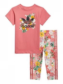 adidas Originals Girls Infant T-Shirt Dress Set - Pink/Multi, Size 6-9 Months, Women