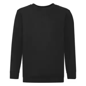 Fruit Of The Loom Childrens Unisex Set In Sleeve Sweatshirt (7-8) (Black)
