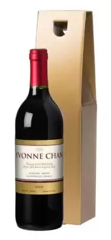 Personalised Bottle of Red Wine with a Gold Label