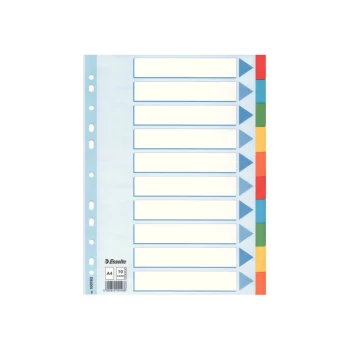 Cardboard Divider A4 10 Tabs Multicolour - Outer Carton of 10