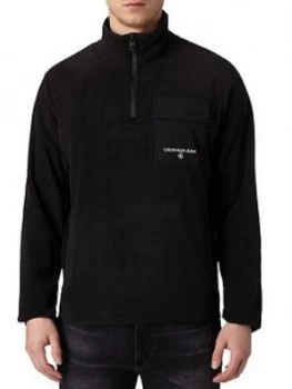 Calvin Klein Jeans Polar Utility 1/4 Zip Fleece , Black, Size S, Men