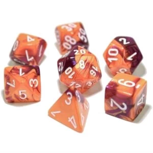 Chessex Gemini Polyhedral Orange-Purple with White 7 Die Set - Lab Dice