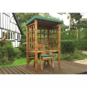 Wooden Wentworth Garden Arbour & 1 Chair Green Cushion & Cover - Charles Taylor