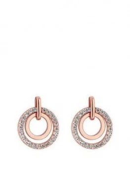 Simply Silver 14Ct Rose Gold Plated Sterling Silver Cubic Zirconia Open Drop Earrings
