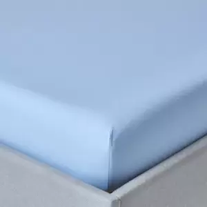 Blue Egyptian Cotton Fitted Sheet 200 Thread Count, Single - Blue - Blue - Homescapes