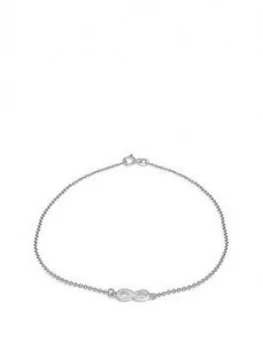 The Love Silver Collection Infinity Charm Clasp Anklet - Silver, One Colour, Women