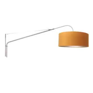 Elegant Classy Wall Lamp with Shade Brushed Steel, Velvet Gold