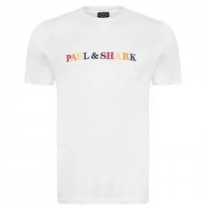 Paul And Shark Rainbow Logo T Shirt - White 010