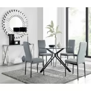 Cascina Dining Table and 4 Grey Milan Black Leg Chairs - Elephant Grey