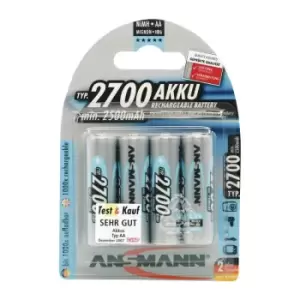 Batterie d'accumulateur 12 V 2700 mAh R6-AA-Mignon HR6 4 4 pieces/blister ANSMA