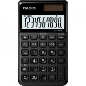 Casio SL-1000SC Pocket calculator Black Display (digits): 10 solar-powered, battery-powered (W x H x D) 71 x 9 x 120 mm