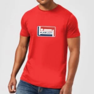 Plain Lazy Logo Print Mens T-Shirt - Red - L