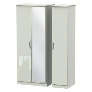 Indices 3-Door Wardrobe with Mirror - White/Grey