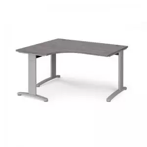 TR10 deluxe left hand ergonomic desk 1400mm - silver frame and grey