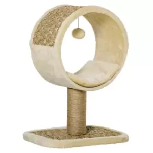 Pawhut Cat Tree Tower Kitten Activity Center With Mouse Toy Cushion - Khaki