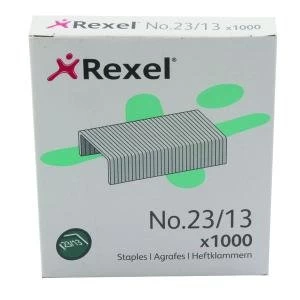 1000 x Rexel No. 23 13mm Staples Capacity 90 sheets of 80gsm paper