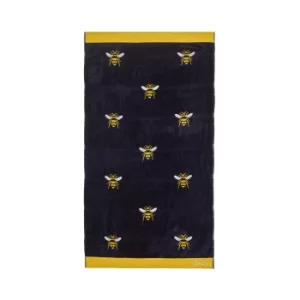 Joules Botanical Bee Bath Towel, French Navy