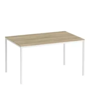 Family Dining Table 140Cm Oak Effect Table Top With White Legs