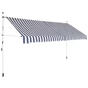 VidaXL Manual Retractable Awning 400cm Blue and White Stripes