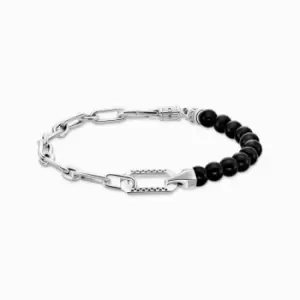 Sterling Silver Black Onyx Beads And Chain Bracelet A2088-507-11