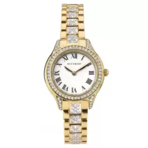 Ladies Accurist Gold Crystal Watch