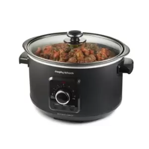 Morphy Richards Easy Time 3.5L Slow Cooker - Black - Keep Warm Function - Aluminium - 460021